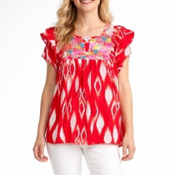 THML Tops - THML Kaleidoscope Embroidered Boho Top | Size Small